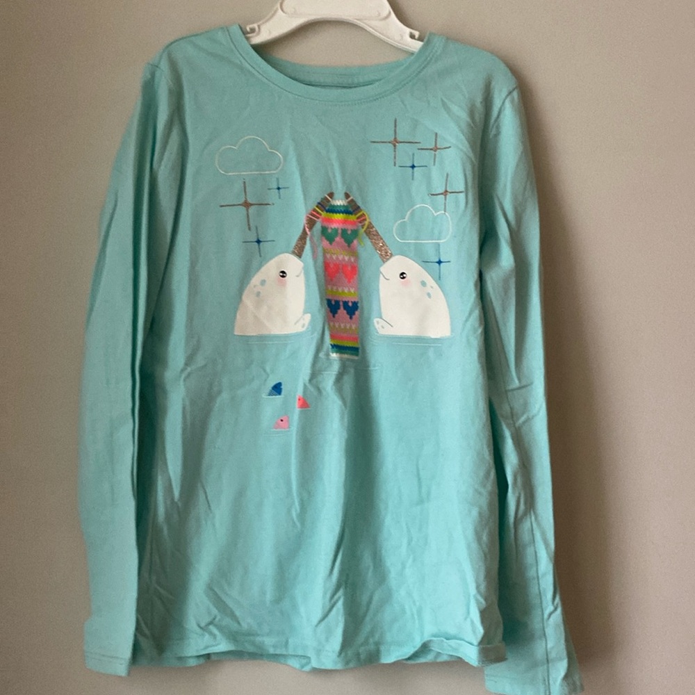 Girls Narwhal shirt, size M
